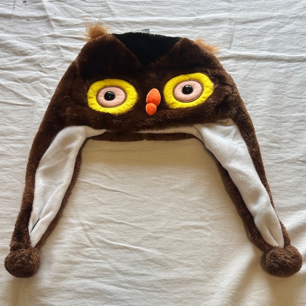 Kids Brown Owl Hat with Ear Flaps